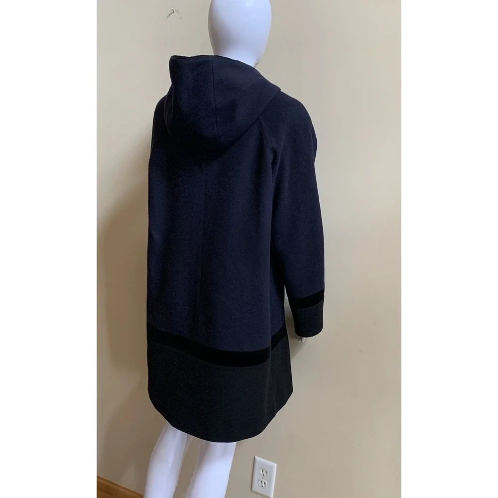 Forecaster of Boston Lamb Wool Winter Coat Hoodie Size 8 Women's Navy Blue Long